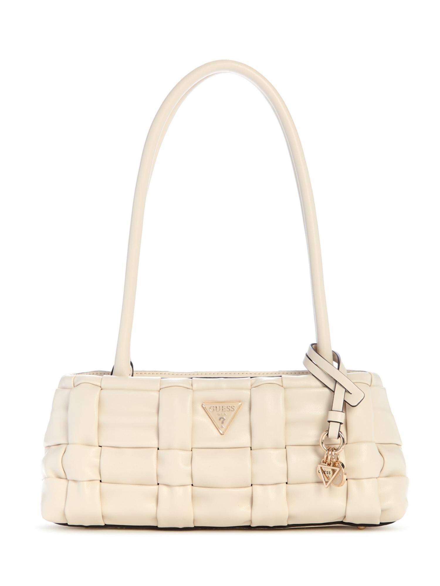 Guess Cream Textured Marion Shoulder Bag
