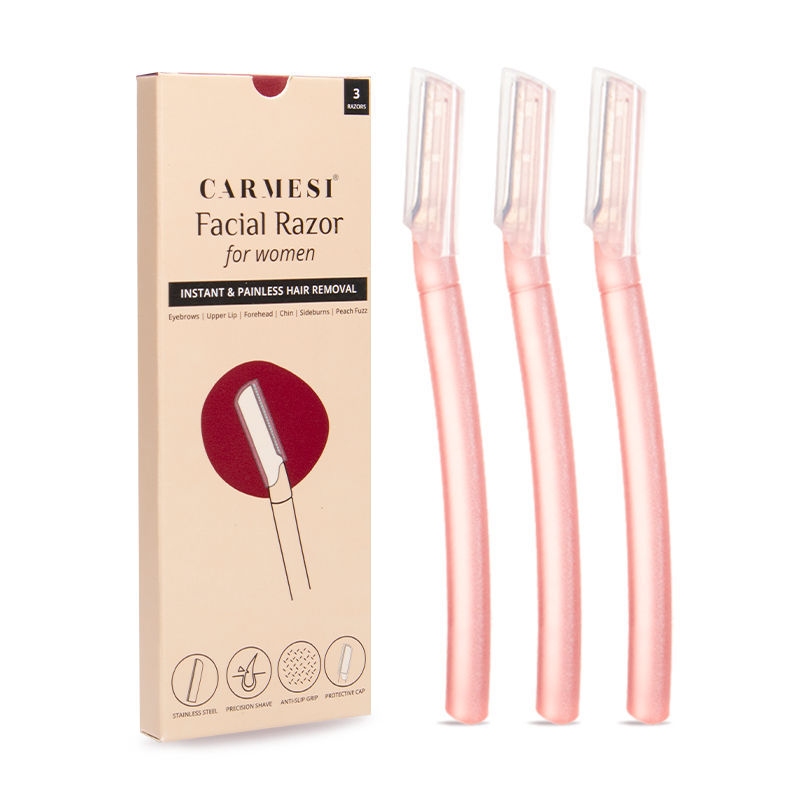 Carmesi Facial Razor for Women - Instant & Painless Hair Removal - Smooth & Glowing Skin - Pack of 3
