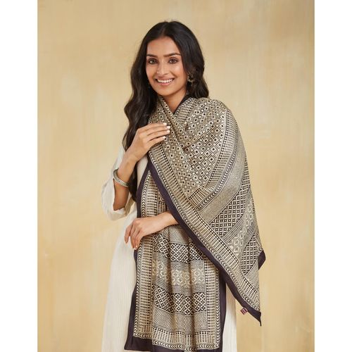 Buy Fabindia Beige Silk Bagh Stole Online