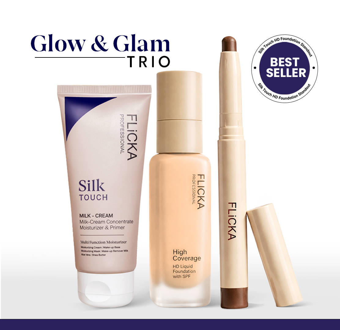 FLiCKA Combo - Hd Liquid Foundation 101 Fair + Silk Touch Primer + Standout Lipstick