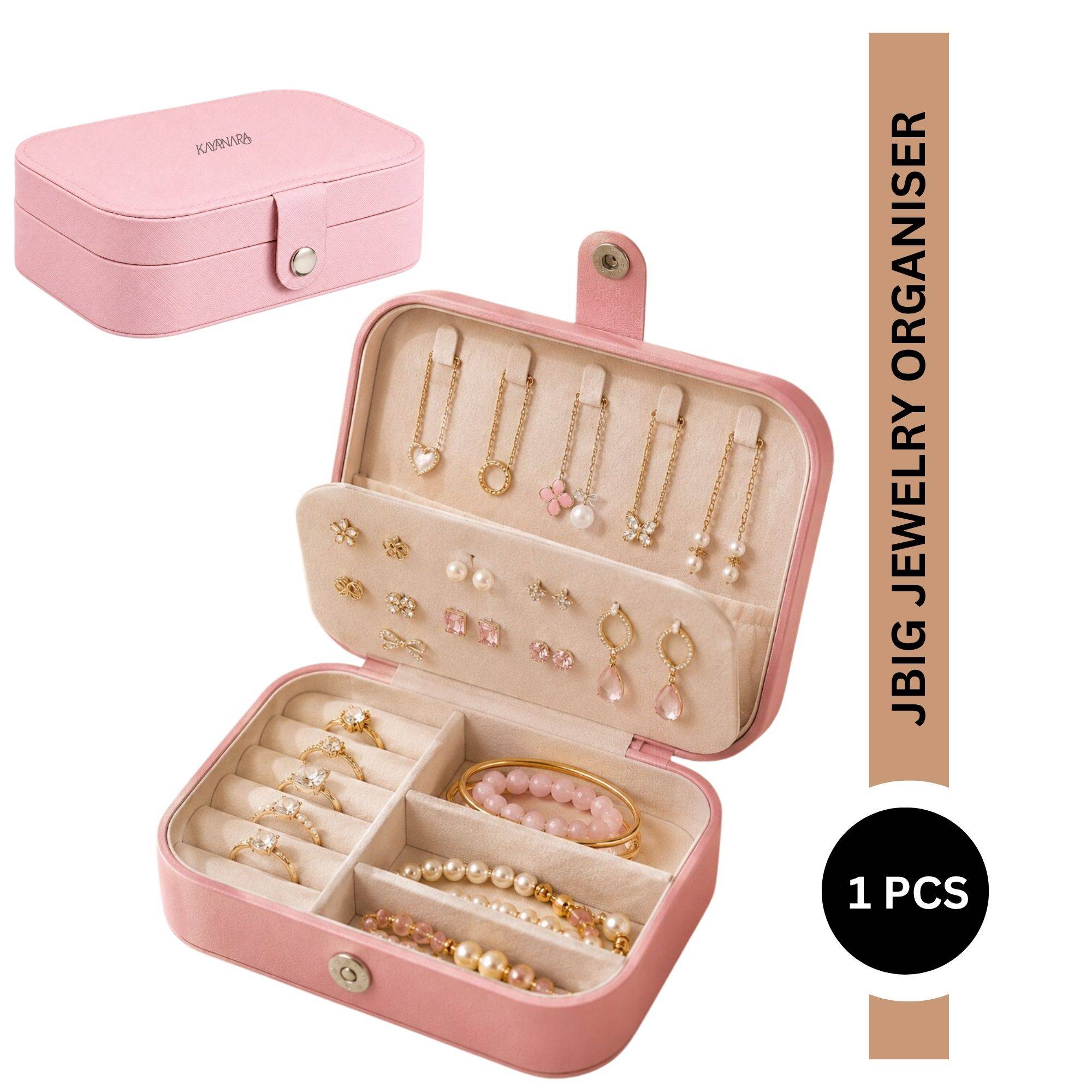 Kayanara Big Jewelry Organizer Box With Zipper, Portable Storage Case For Rings, Earrings, Necklaces