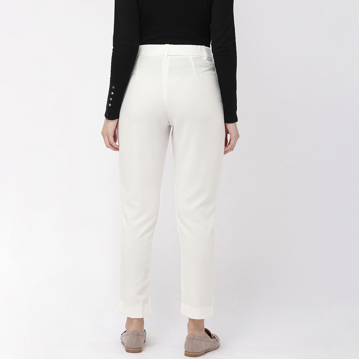 Buy Women White Solid Formal Regular Fit Trousers Online - 443011 | Van  Heusen