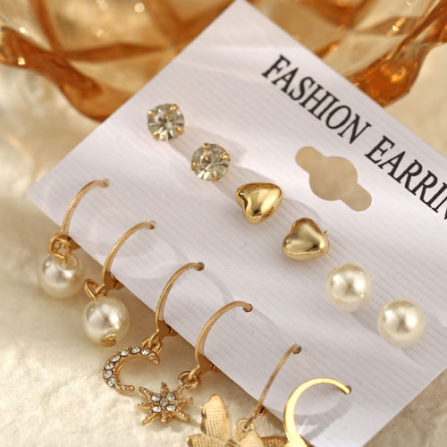 Buy Jewels Galaxy Beautiful Pearl AD Gold Plated Pair of