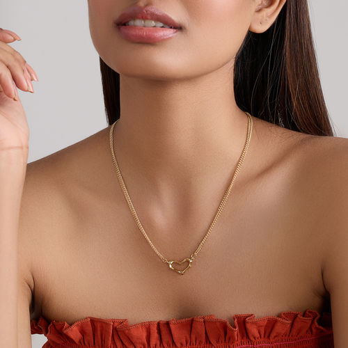 Buy Pipa Bella by Nykaa Fashion Gold Heart Pendant Double Chain