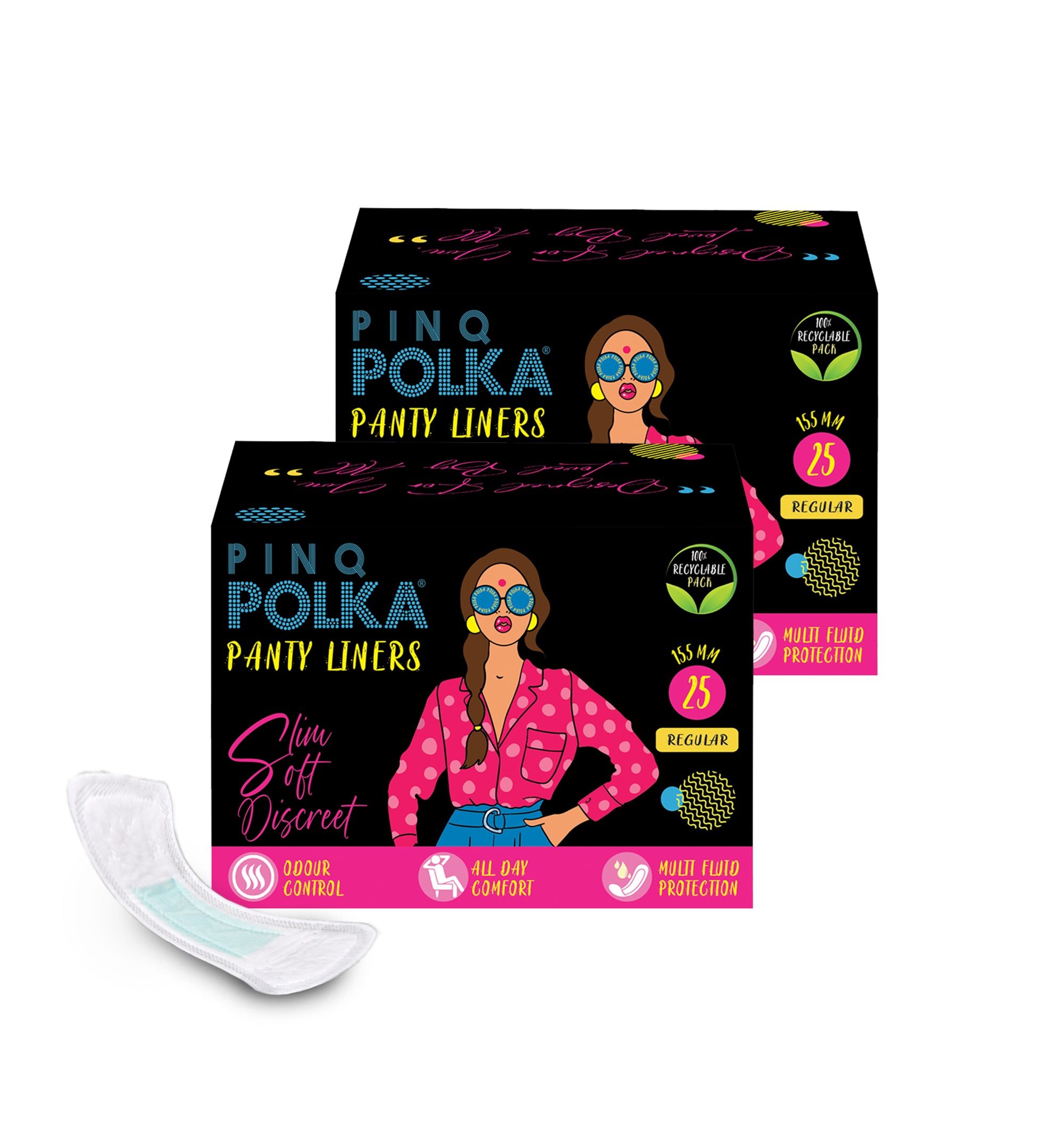 PINQ POLKA Ultra Thin Pantyliners Regular Breathable Soft Cotton Feel for Daily Use