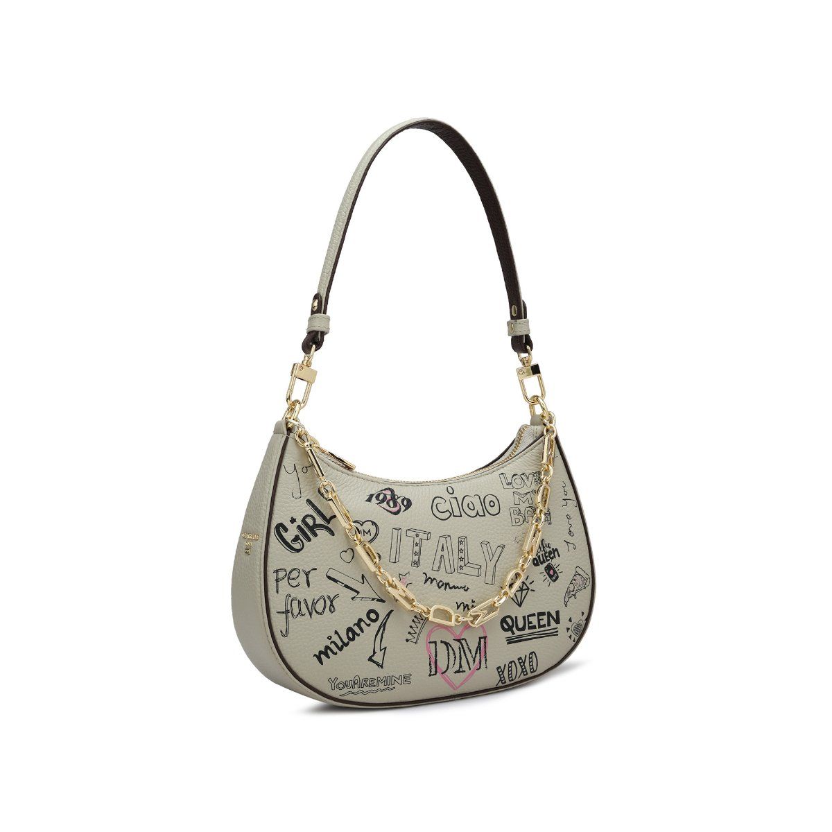 Buy Da Milano Genuine Leather Grey Shoulder Bag Online