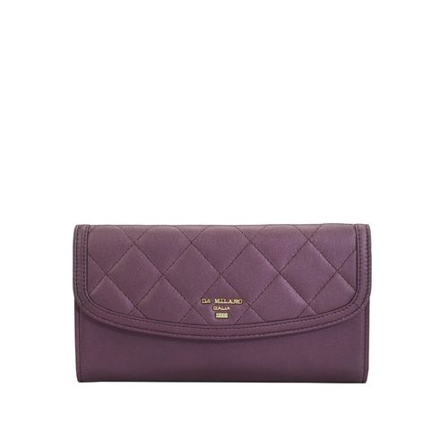 Genuine Leather Ladies Purse Wallet Purple Da Milano Genuine