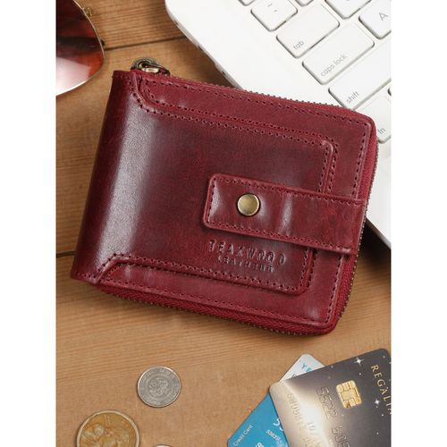 Buy Teakwood Leathers Maroon Leather Envelope Wallet for Men at