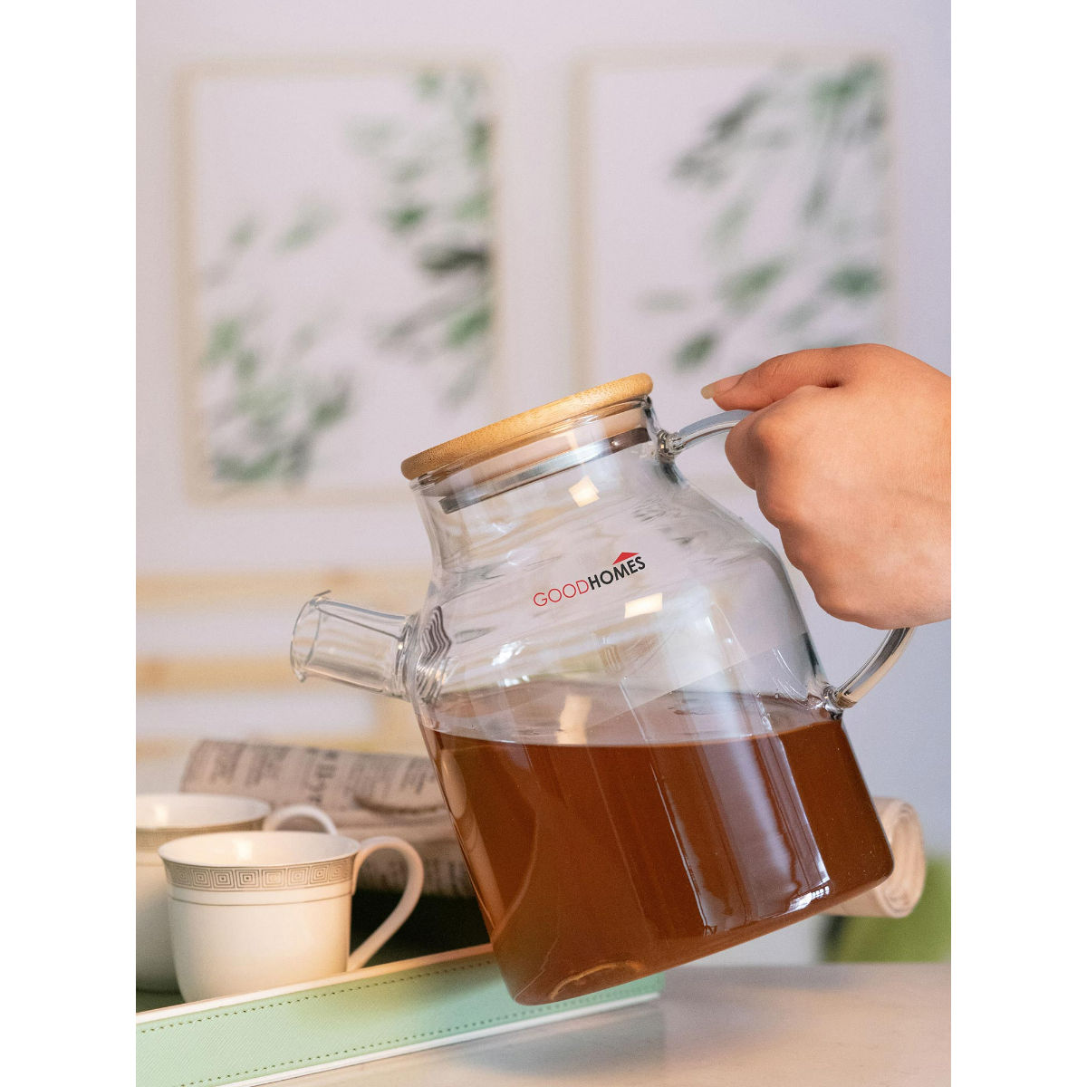 Goodhomes Glass Water Jug With Wooden Lid Buy Goodhomes Glass Water Jug With Wooden Lid Online 0222