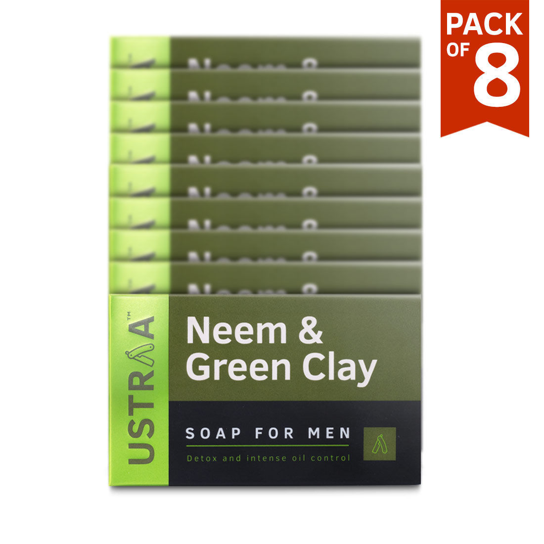 Ustraa Neem & Green Clay Soap (Set of 8)