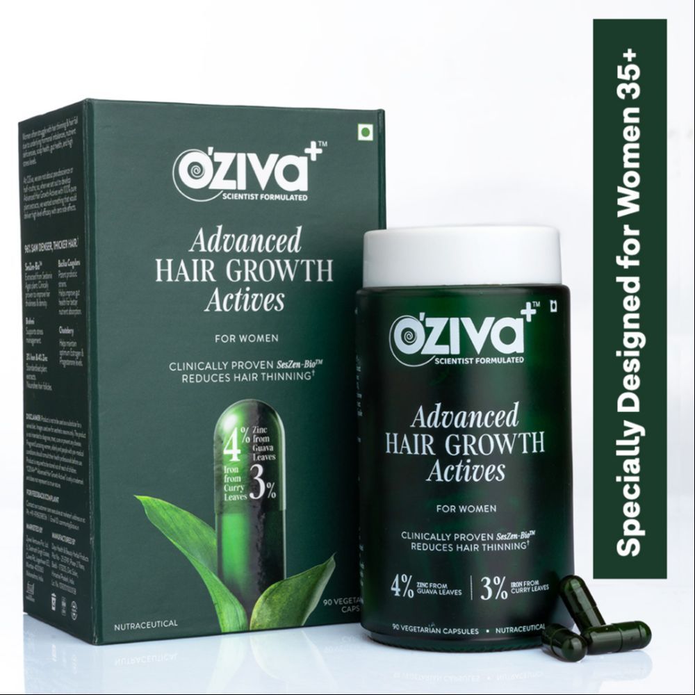 Oziva Advanced Hair Growth ActivesReduces Thinning Hair & Improves Scalp Coverage|Pure Plant Actives