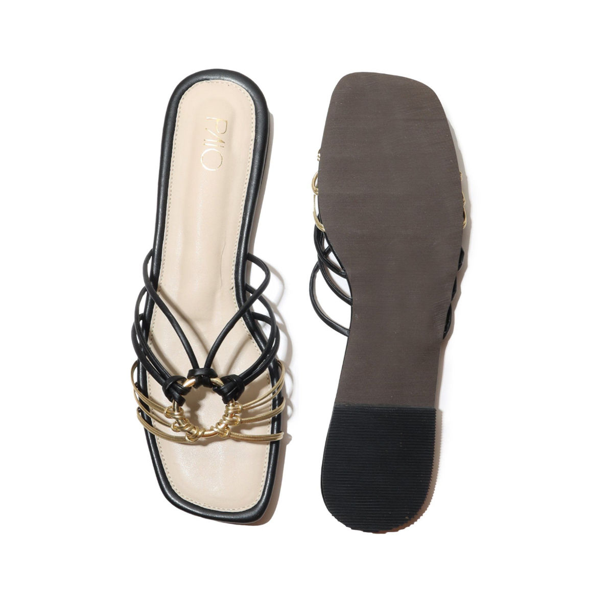 PAIO Black and Gold Flats Buy PAIO Black and Gold Flats Online at Best