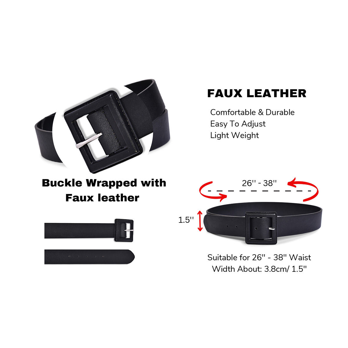 BELWABA Women Vegan Leather Belt & Wallet Combo Gift Set Black Buy