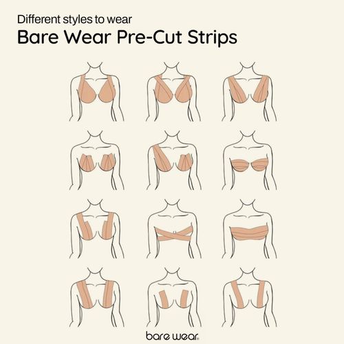 Buy bare wear Body Tape Pre Cut Strips 5 Cm 25 Cm Hypoallergic Sweatproof  Beige (Pack of 12 Strips) online