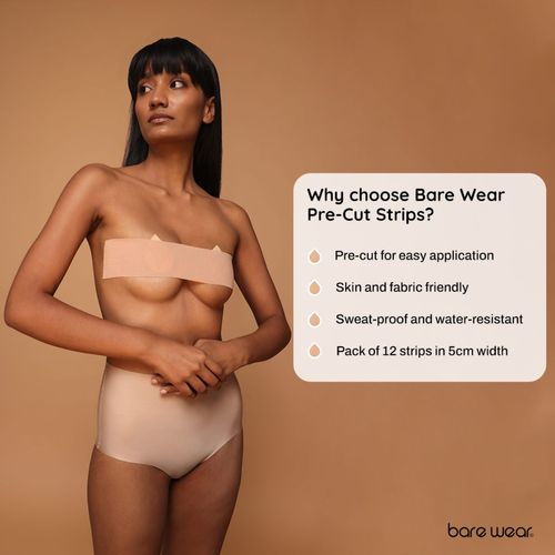 Buy bare wear Body Tape Pre Cut Strips 5 Cm 25 Cm Hypoallergic Sweatproof  Beige (Pack of 12 Strips) online
