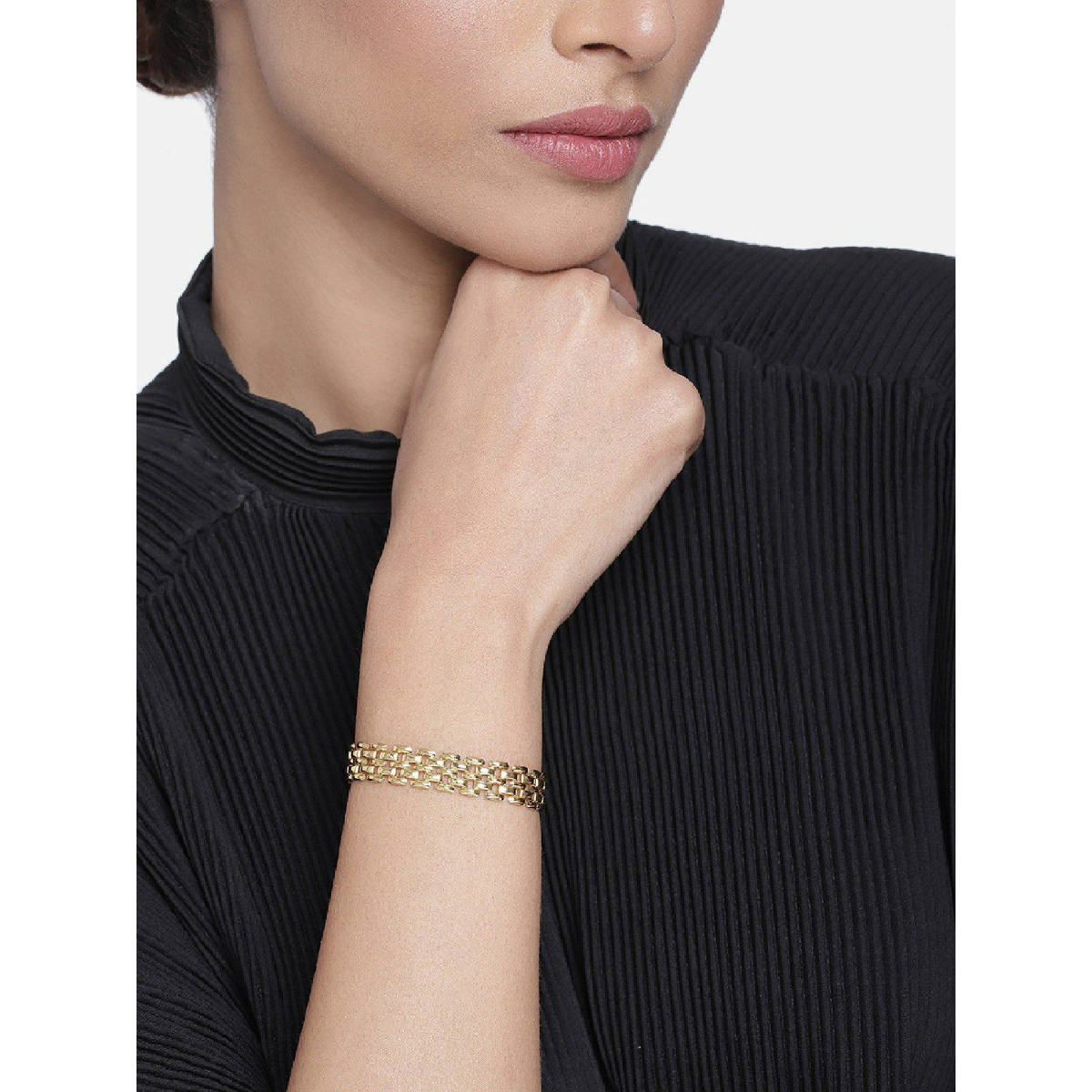 Estele Gold Plated Slender Brick Link Bracelet for Women