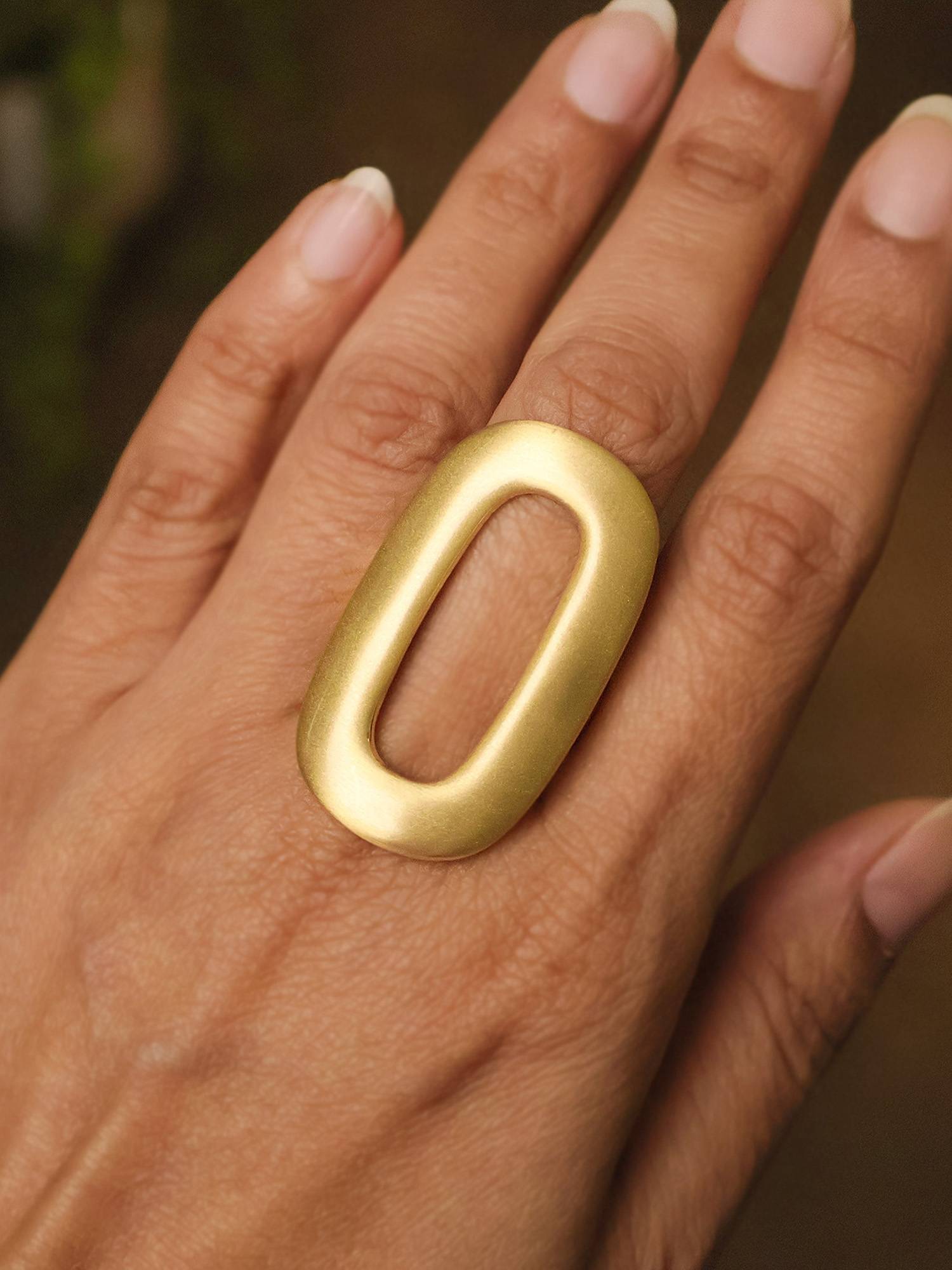 BeAbhika Oval Gold Tone Statement Ring