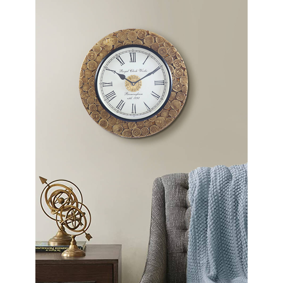 AAPNO RAJASTHAN Designer Brass Wall Clock