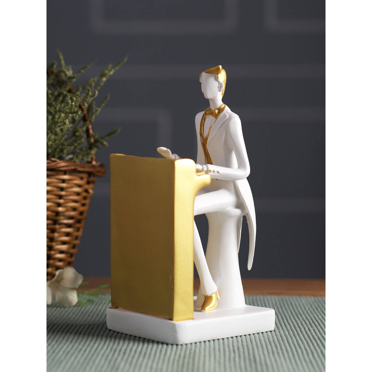 Tayhaa White & Gold Piano Player Showpiece
