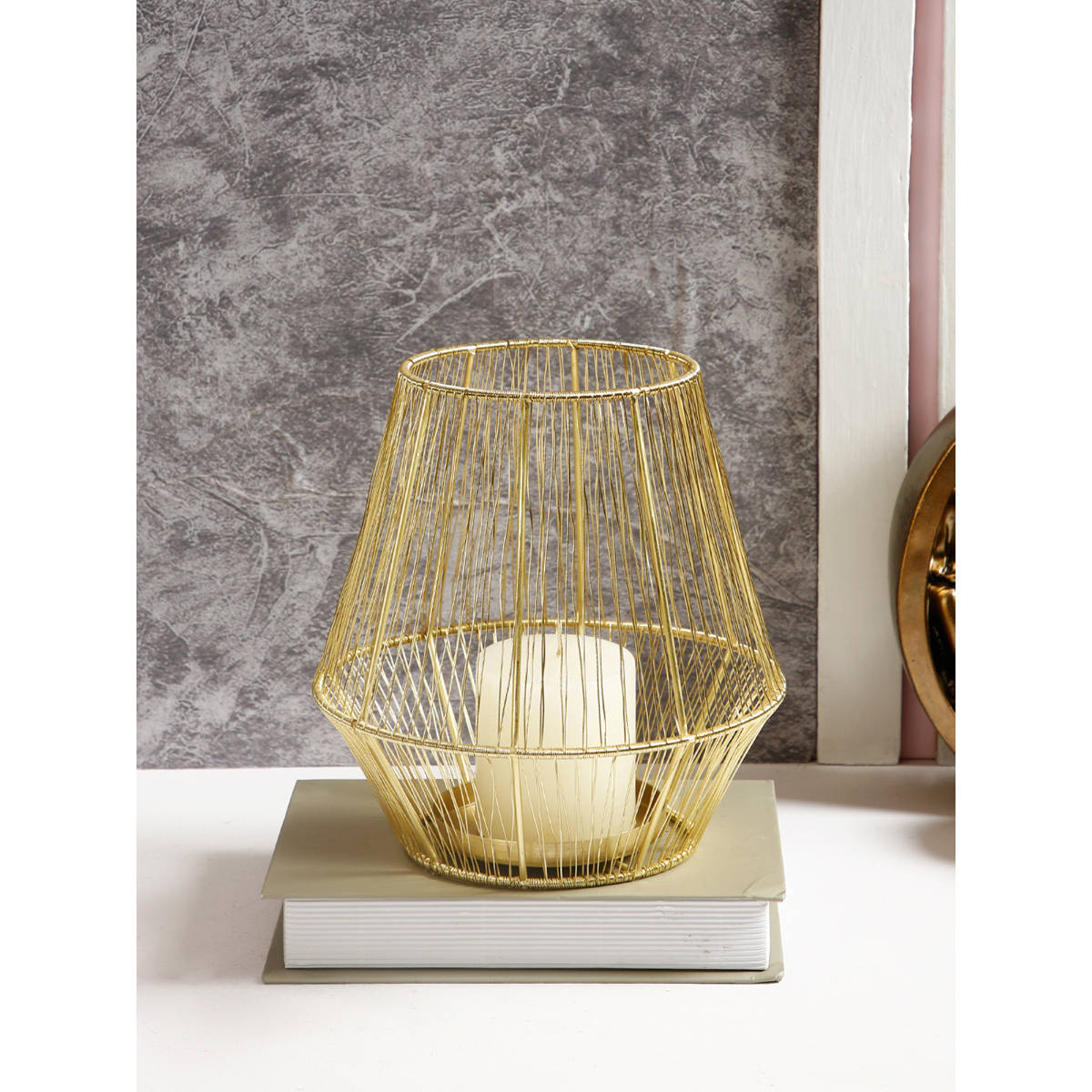 AAPNO RAJASTHAN Metal Gold Candle Holder