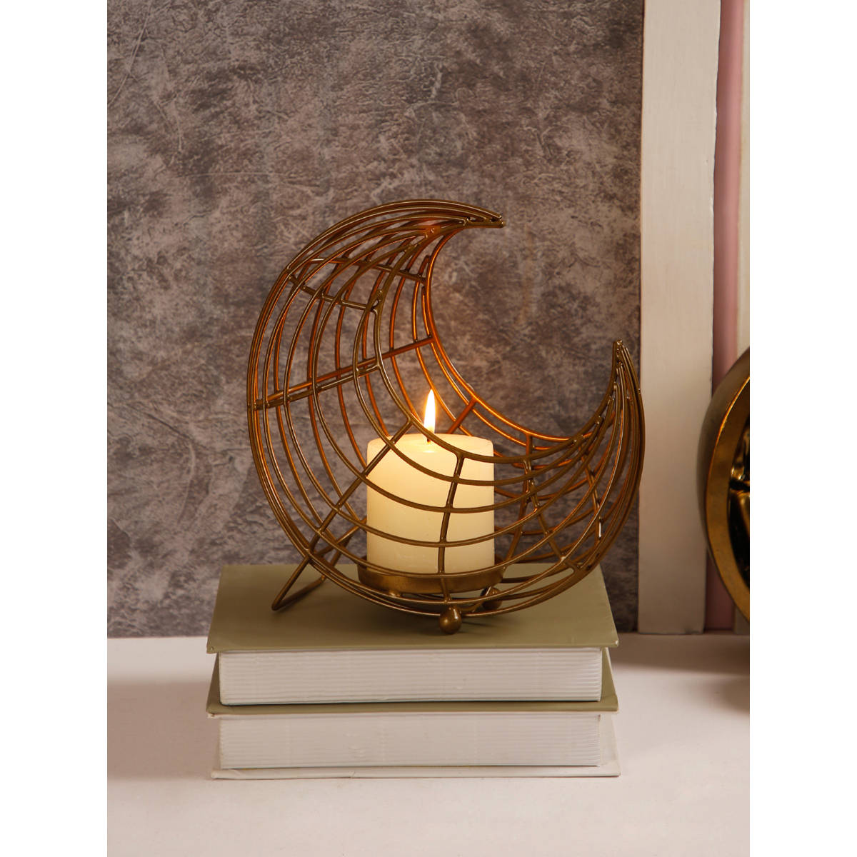 AAPNO RAJASTHAN Moon Shaped Candle Holder