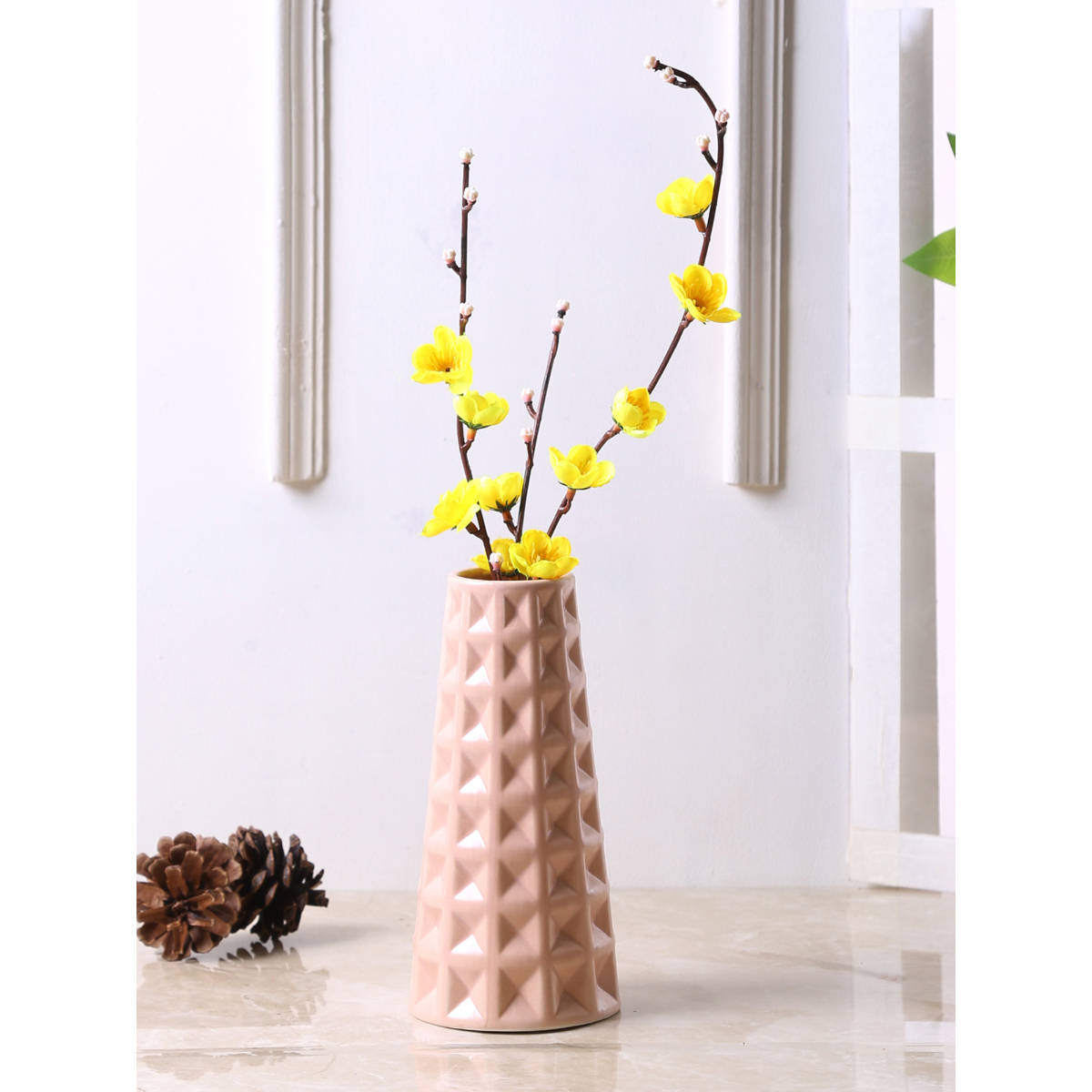 Tayhaa Handcrafted Waffle Design Ceramic Vase