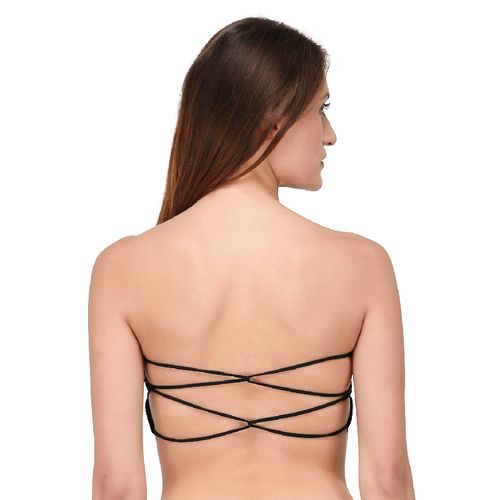PrettyCat Strapless Back-Strings Fashion Bra - Black (34B)