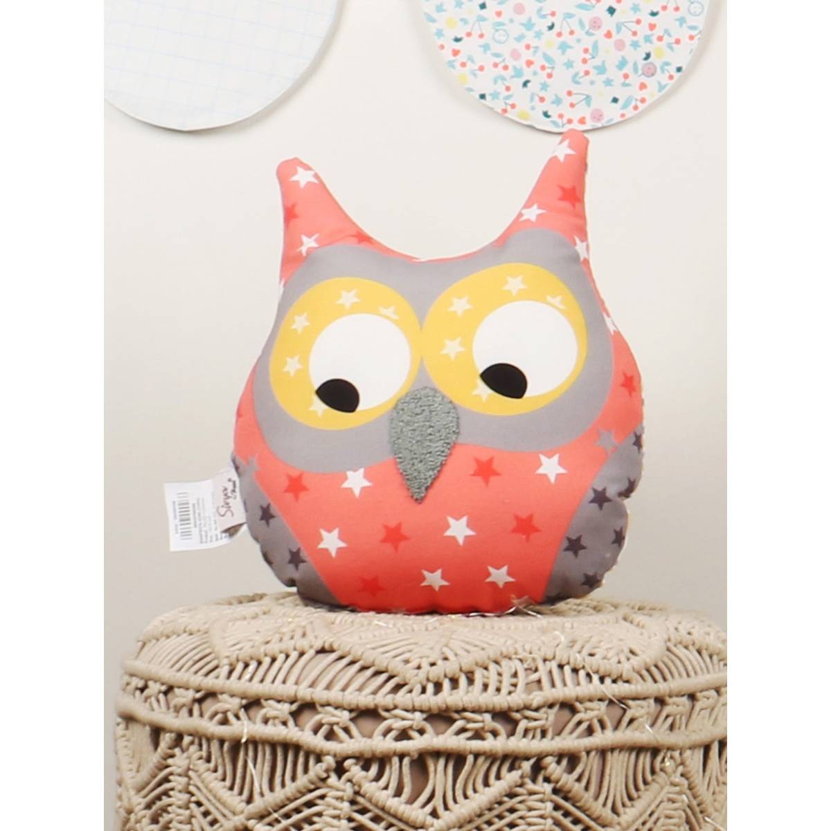 Sivya by Home Micro Filled Owl Shaped Cushion for kids 13x16 Inch -Coral-Orange Pack of 1