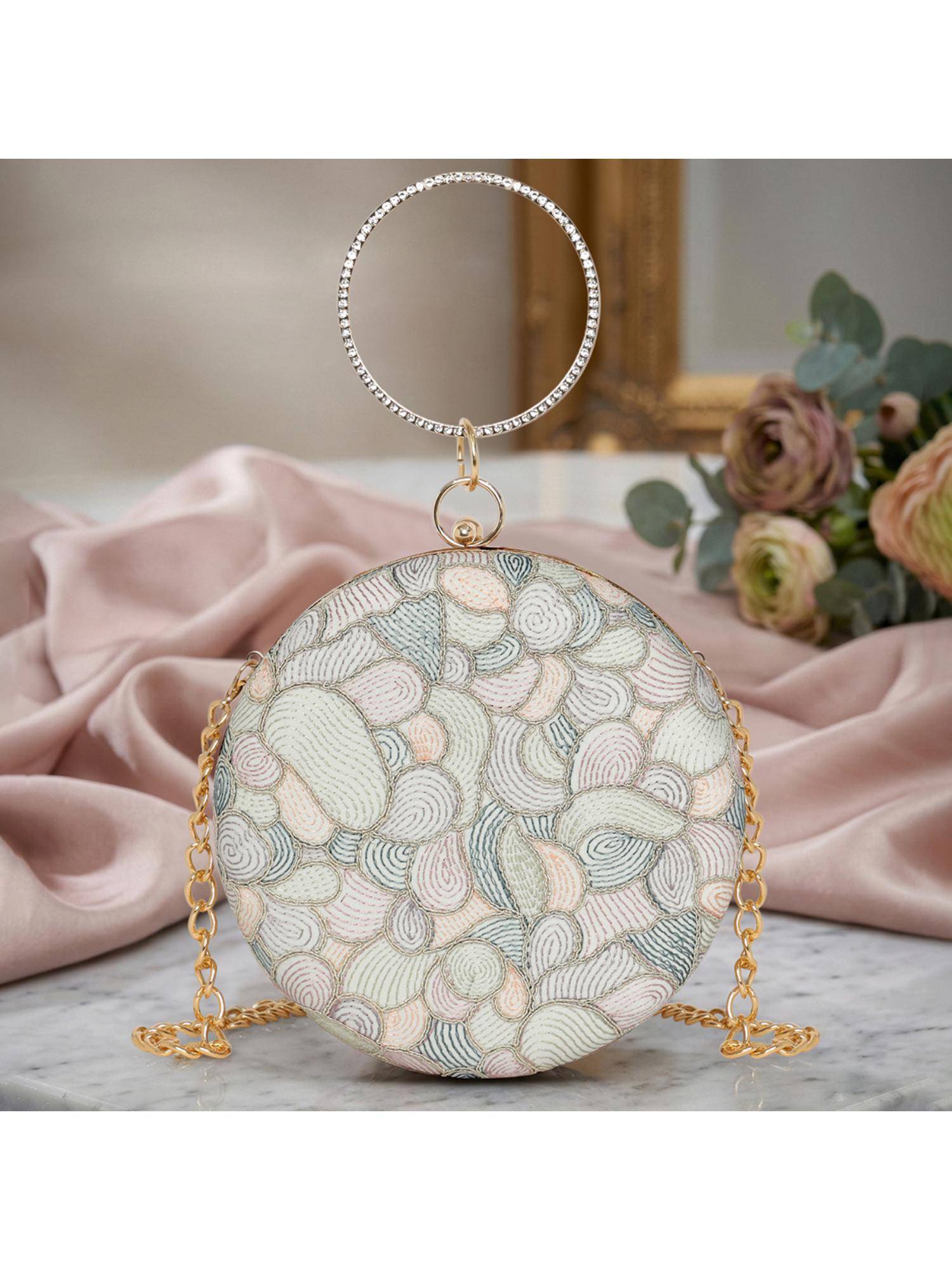 ESBEDA Multi Color Stellar Ring Clutch with Detachable Chain (Small)