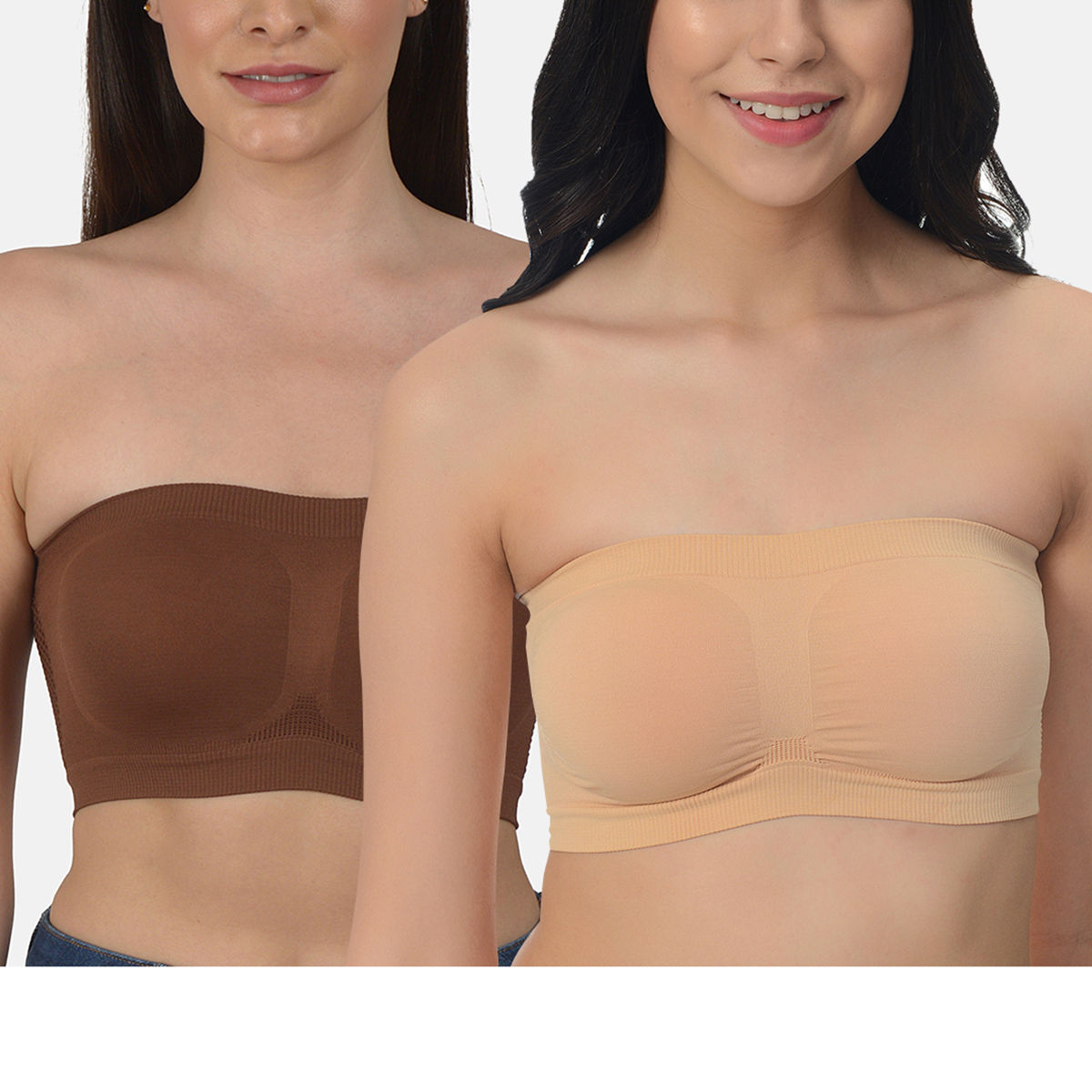 Buy Mod & Shy Pack of 2 Solid Non-Wired Non Padded Bandeau Bra -  Multi-Color online