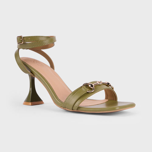 Suede Olive Green Heels With Straps Buy Olive Green Cross-Over