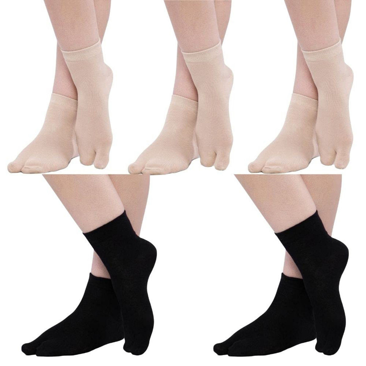 Women's Ankle Length Cotton Thumb Socks, Pack of 5