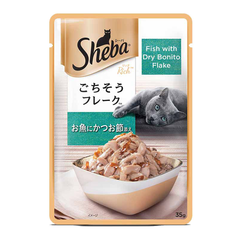 Sheba Premium Wet Cat Food Food- Fish with Dry Bonito Flake