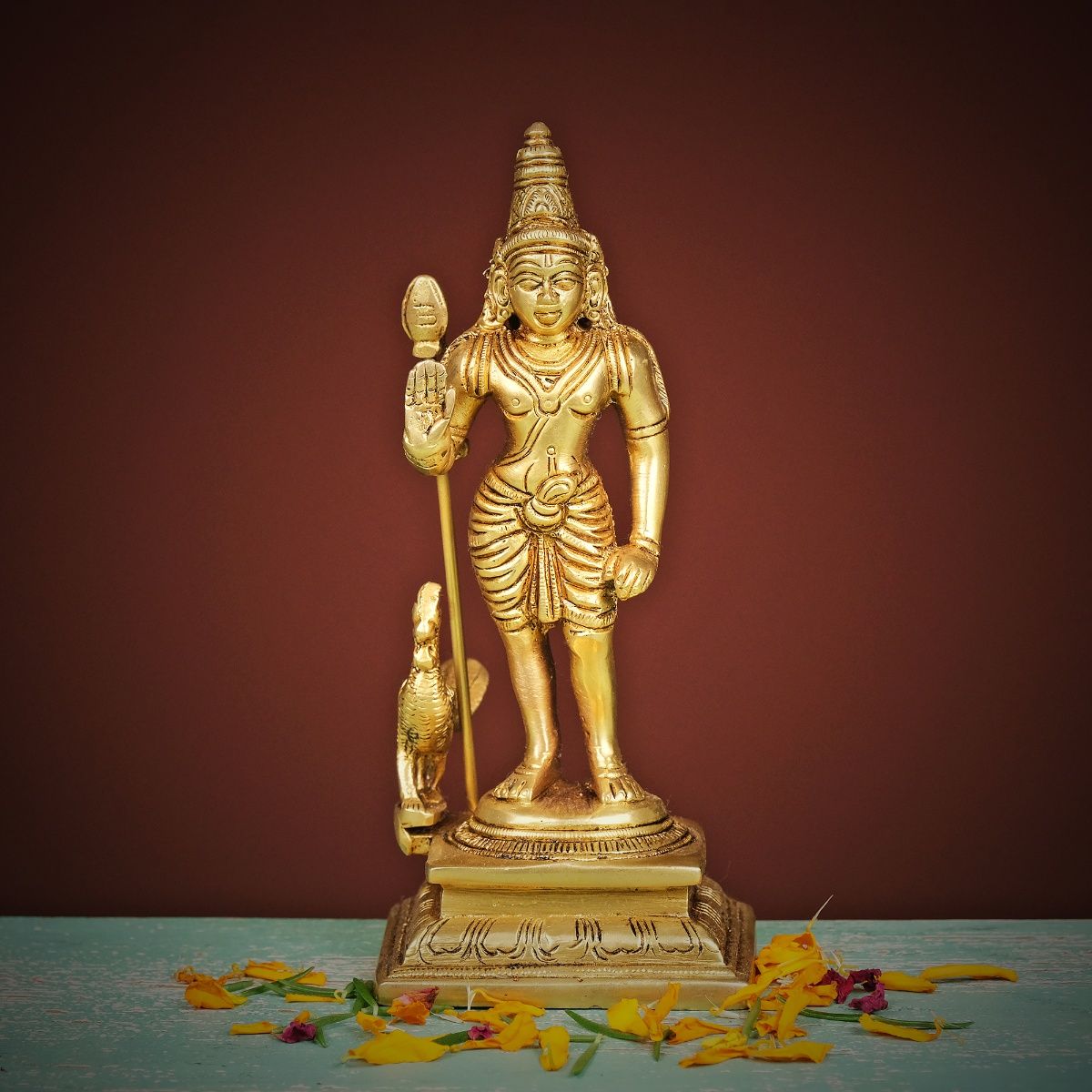 Buy Ekaa Handicrafts Brass Lord Kartikey Statue with Peacock Murugan ...