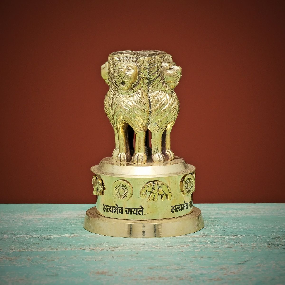 Indian Ashok Stambh wooden Hand Crafted Emblem Symblizing Power Courage  Ride | eBay