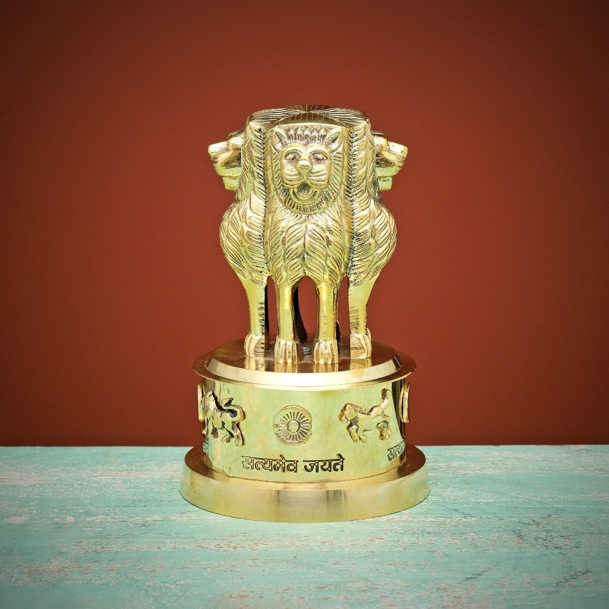 Buy Ekaa Handicrafts Brass Ashok Stambh Decorative Indian Emblem Ashok ...