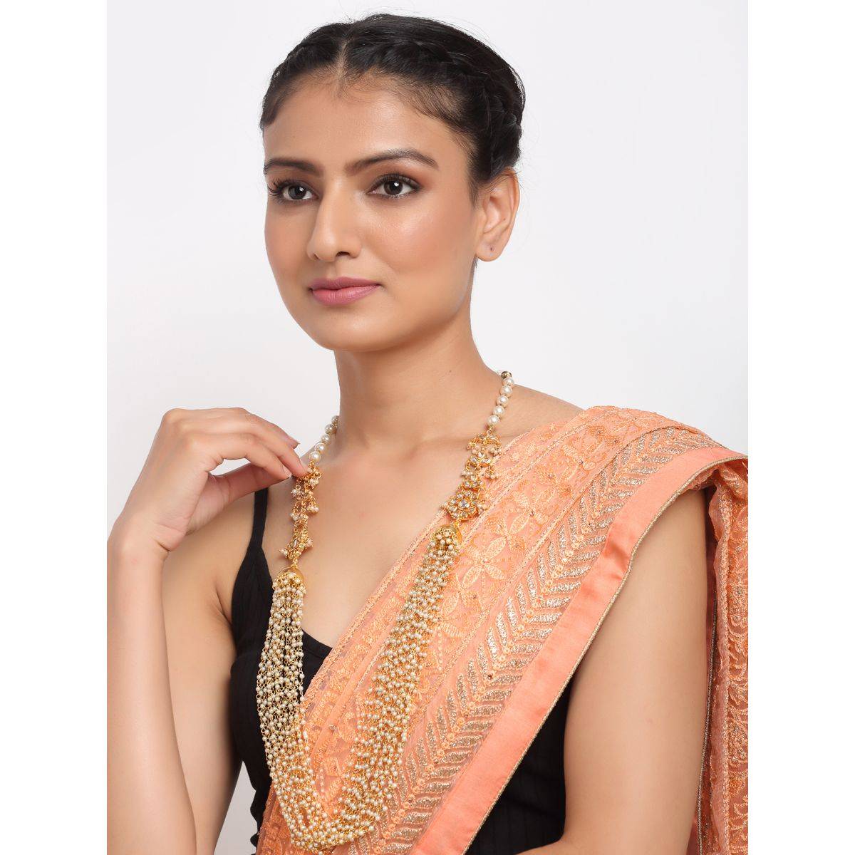 RUBY RAANG STUDIO Ruby Raang Pearl Jhumki Necklace