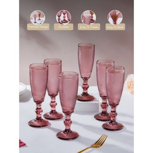 Rose Mimosa Glass Mauve Set Of 6 150 ml