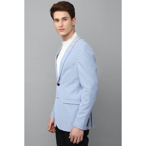 Louis Philippe Men Blue Super Slim Fit Textured Casual Blazer (38)