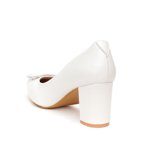 Buy SHUZ TOUCH Solid Block Heels White Pumps Online
