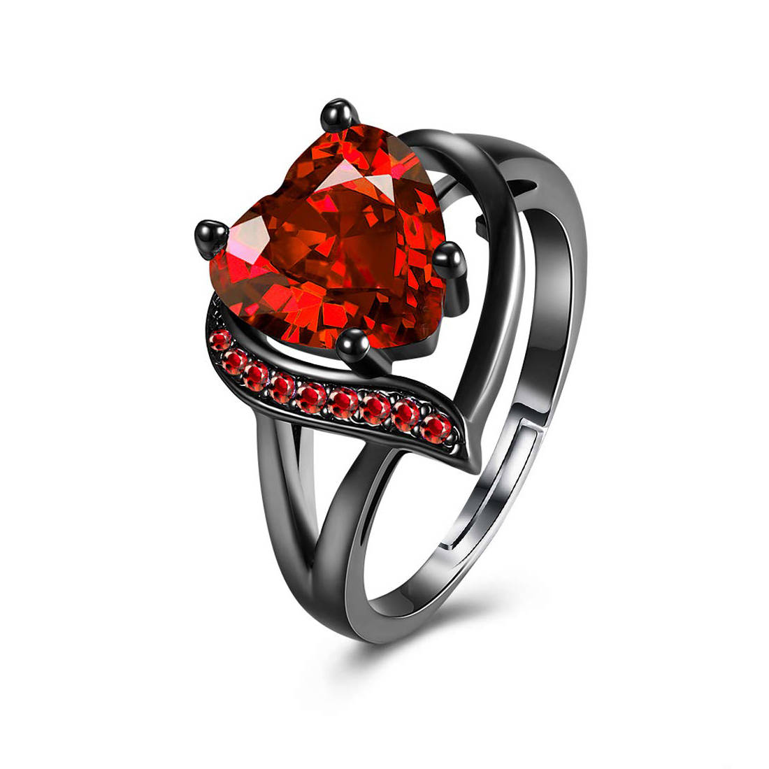 Jewels Galaxy Most Stylish Crystal Heart Black Silver Fabulous Ring For Women