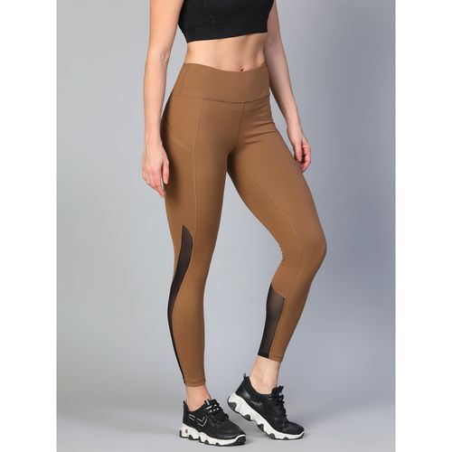 Athlisis Women Khaki Ankle Fitted Gym Tights (L)