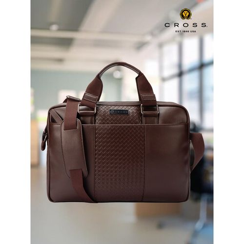 Cross Brown Vegan Leather 15 Inch Laptop Briefcase Messenger Bag For Men