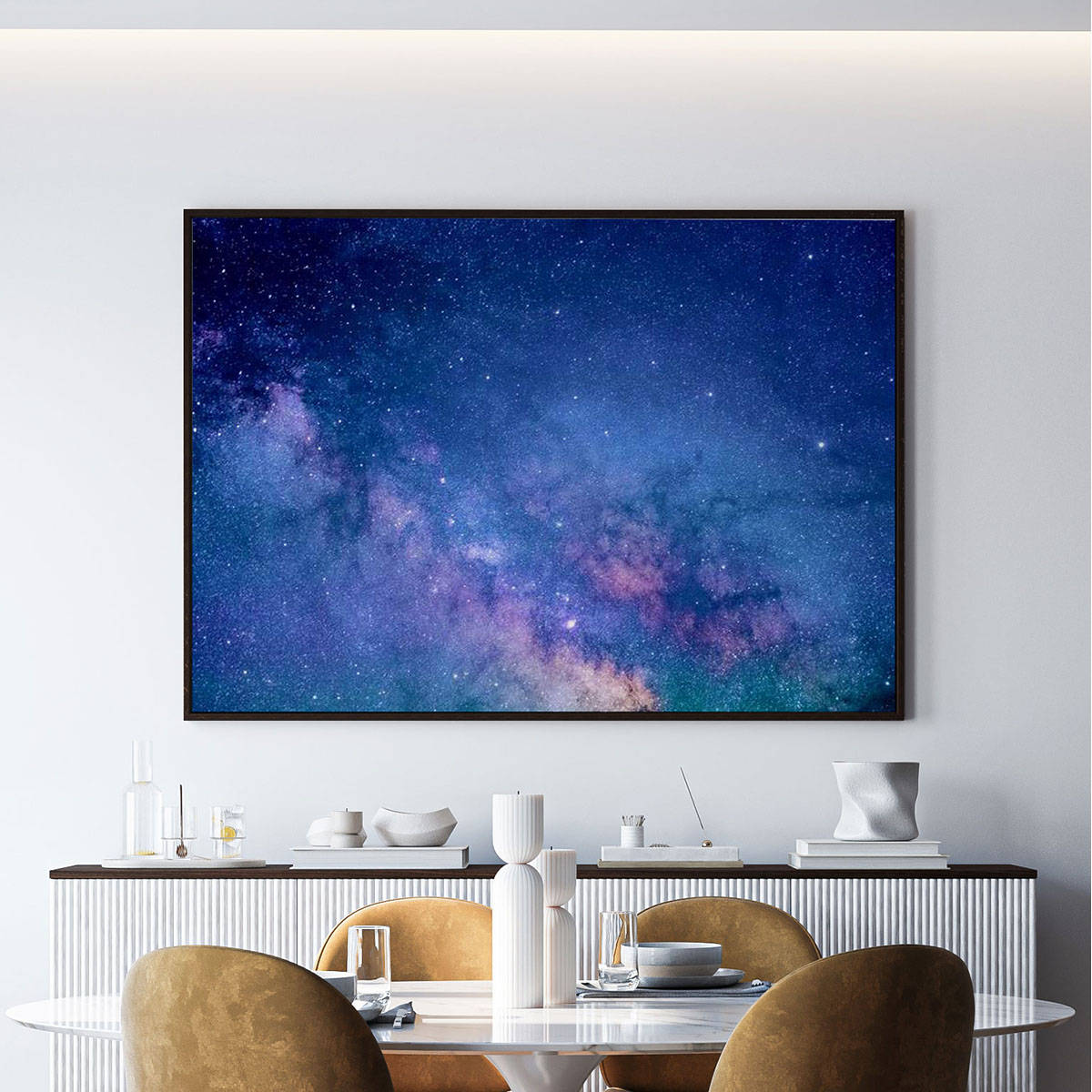 ARTCREST Galaxy And Stars At Night Large Painting Black Box Framed Wall Art