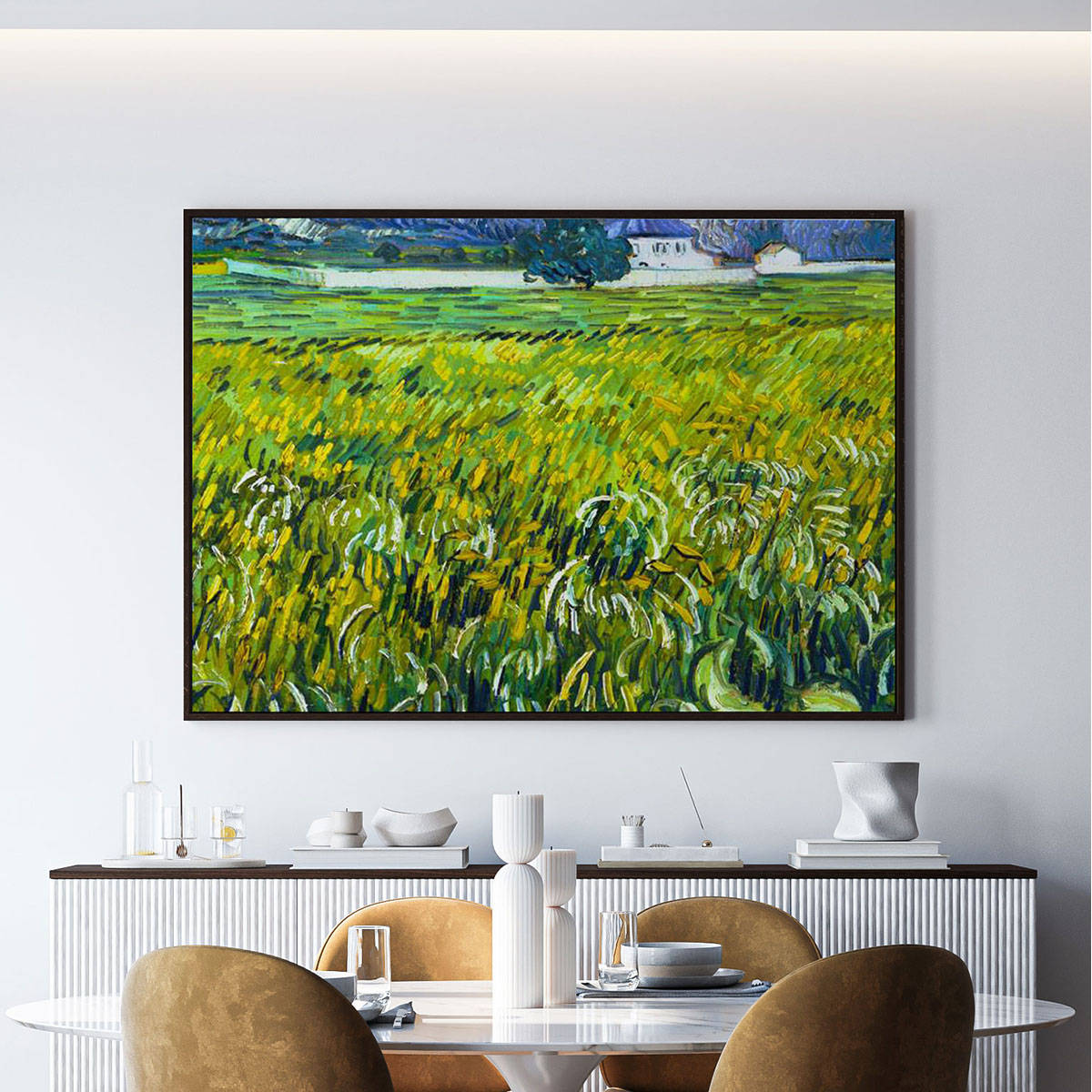 ARTCREST House-At-Auvers Large Painting Black Box Framed Wall Art