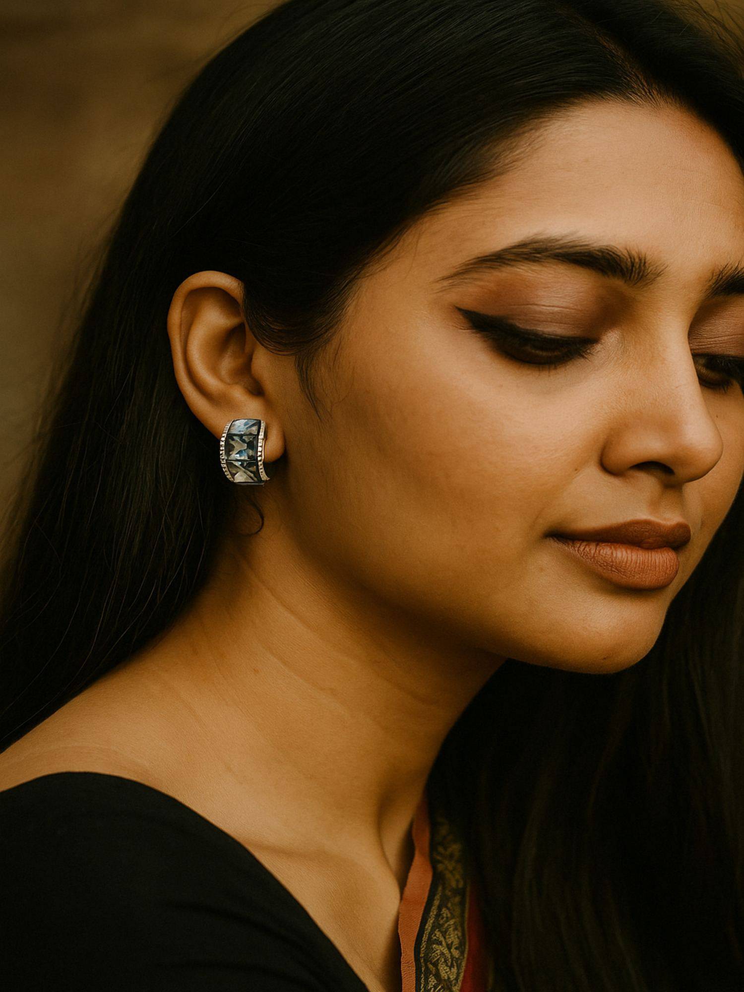 Jewelz Black Alloy Silver Plated Pair Of Earring