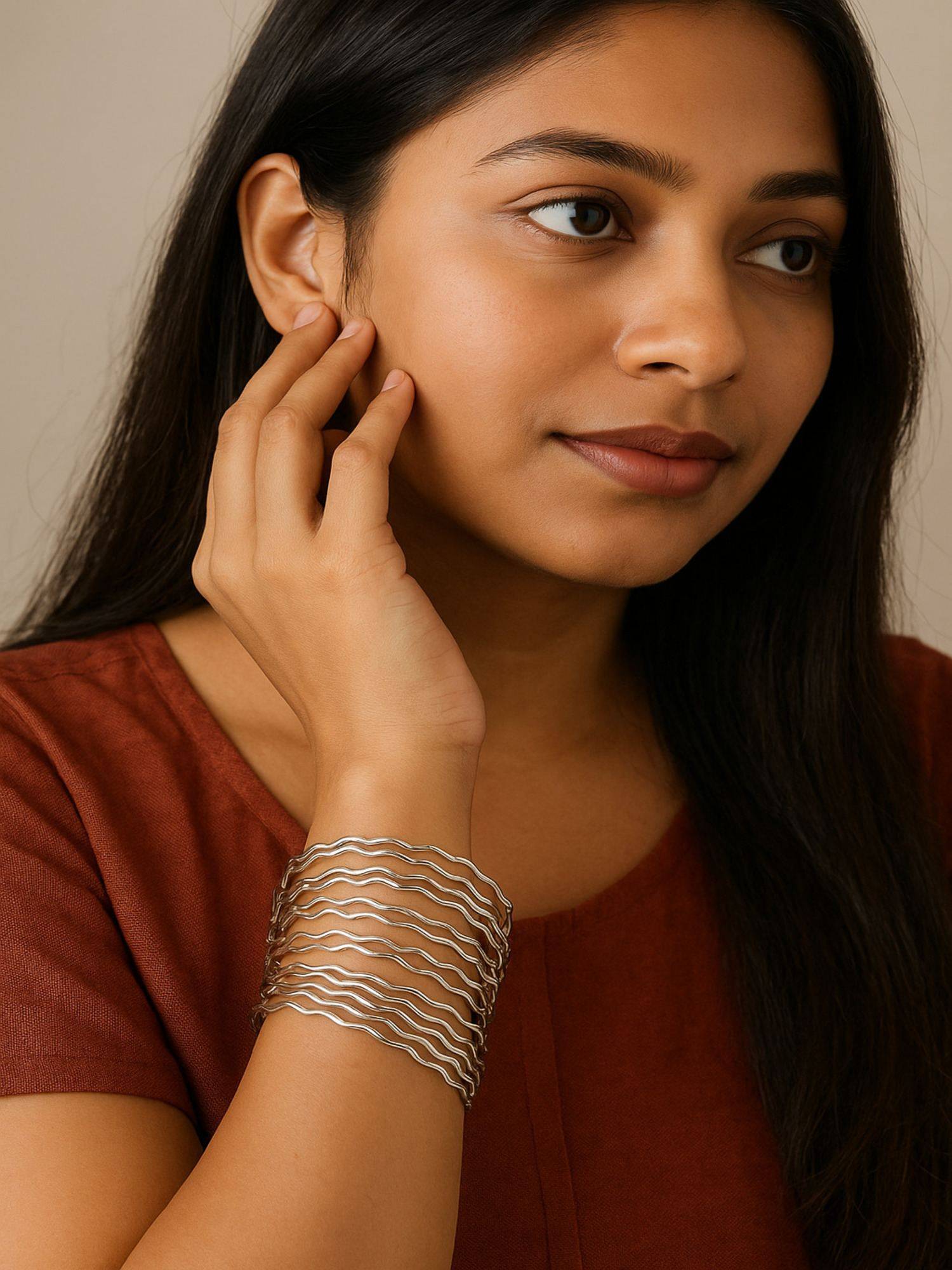 Jewelz Silver Alloy Silver Plated Bangles (Pack of 12)