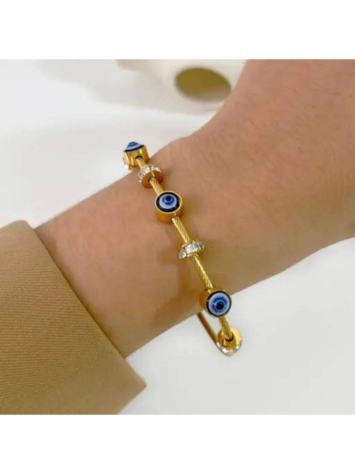 Dkane Designs Blue Stainless Steel Gold Plated Bracelet