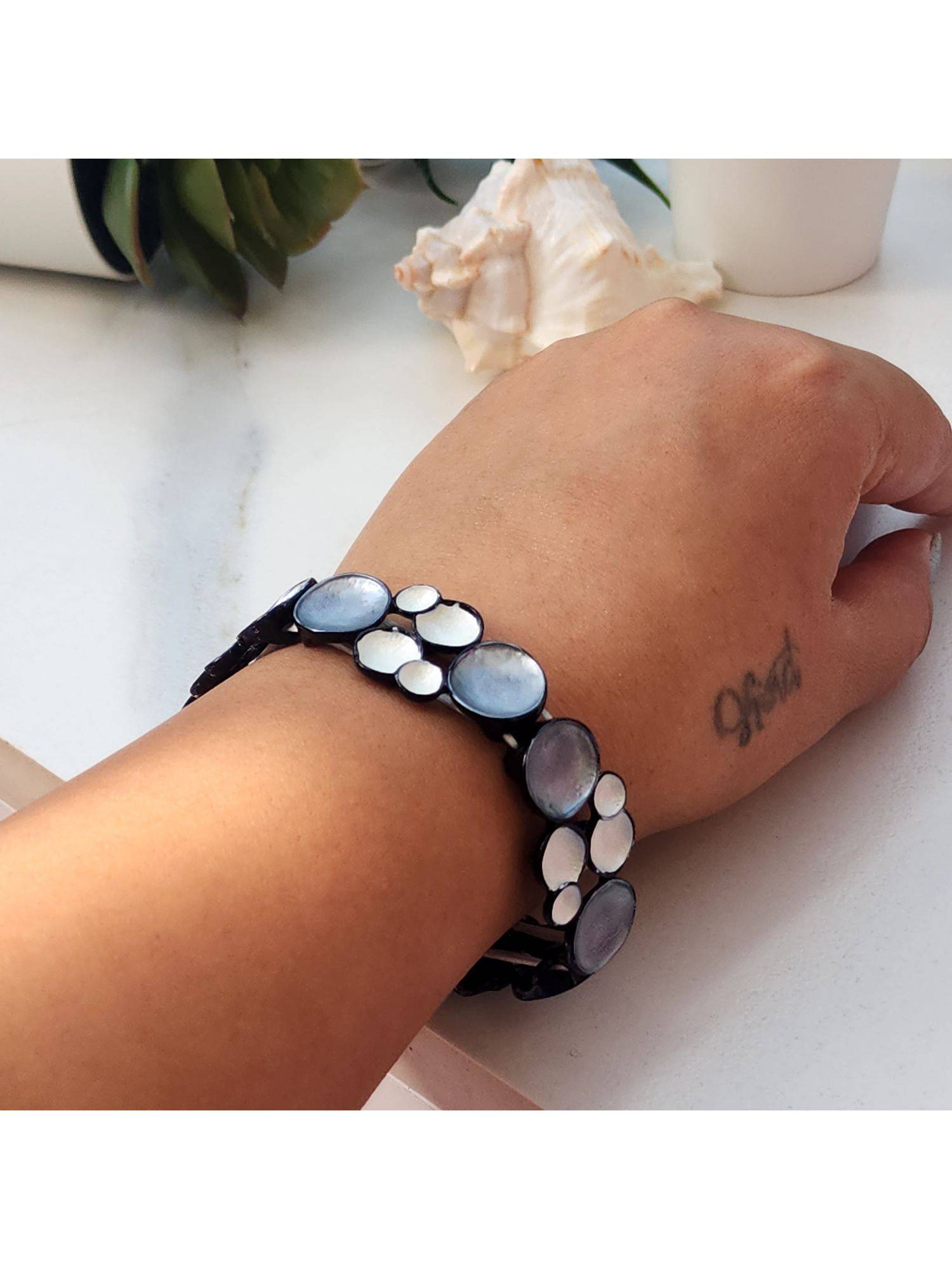 Dkane Designs Grey Alloy Black Plated Bracelet