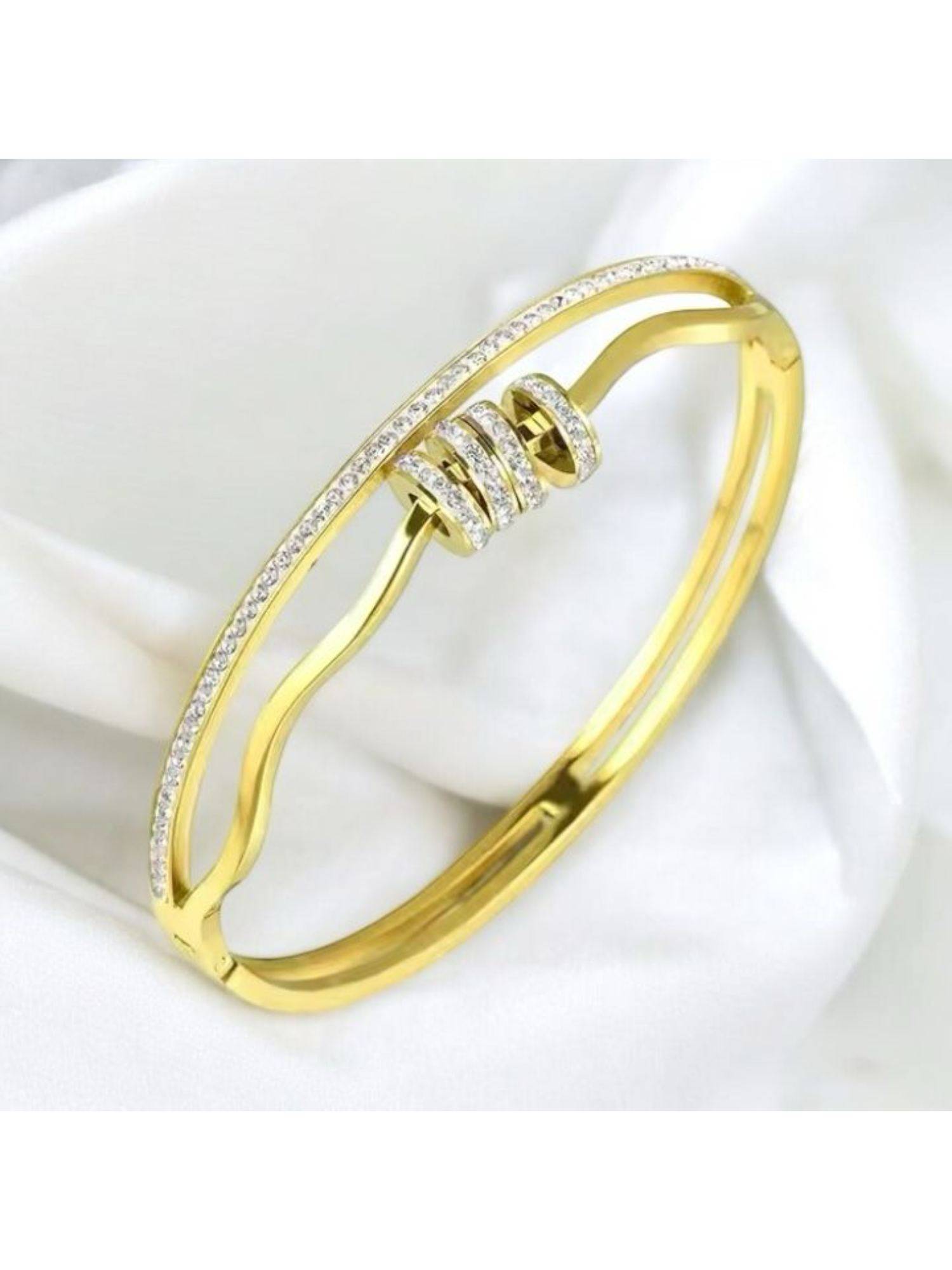 Dkane Designs White Stainless Steel Gold Plated Bracelet